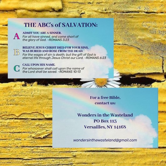 Salvation Gospel KJV Bijbelse Christelijke outreac Visitekaartje