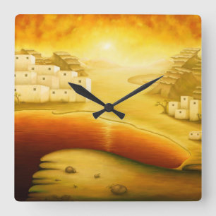 "Salvation" - Midden-Oosten, Orient Sunset Paintin Vierkante Klok
