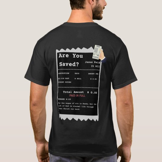 Salvation Receipt Grappig Christelijk T-shirt (Achterkant)