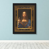 Salvator Mundi 1500 Leonardo da Vinci Canvas Afdru Afdruk (Insitu (Houten vloer))