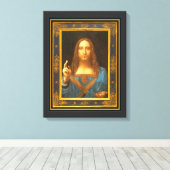 Salvator Mundi 1500 Leonardo da Vinci Canvas Afdruk (Insitu (Houten vloer))