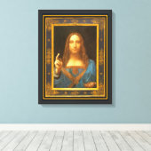 Salvator Mundi 1500 Leonardo da Vinci Canvas Afdruk (Insitu (Houten vloer))