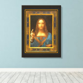 Salvator Mundi c 1500 Leonardo da Vinci Canvas Afdruk (Insitu (Houten vloer))
