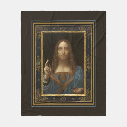 Salvator Mundi c 1500 Leonardo da Vinci Fine Art   Fleece Deken (Voorkant)