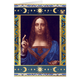 Salvator Mundi door Leonardo da Vinci Kerst Kaart