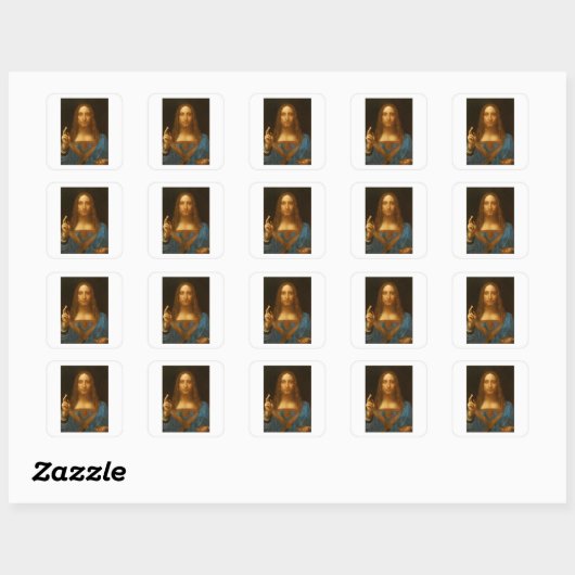 SALVATOR MUNDI FINE ART PRINT VIERKANTE STICKER (Vel)