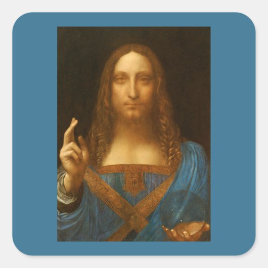 SALVATOR MUNDI FINE ART PRINT VIERKANTE STICKER (Voorkant)