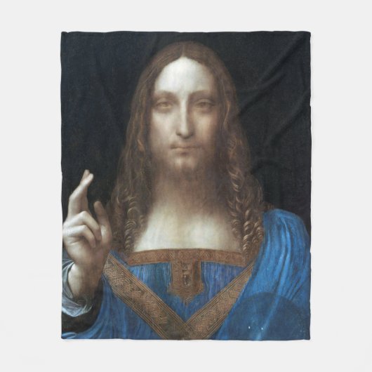 Salvator Mundi, Jezus Christus, Leonardo da Vinci Fleece Deken (Voorkant)