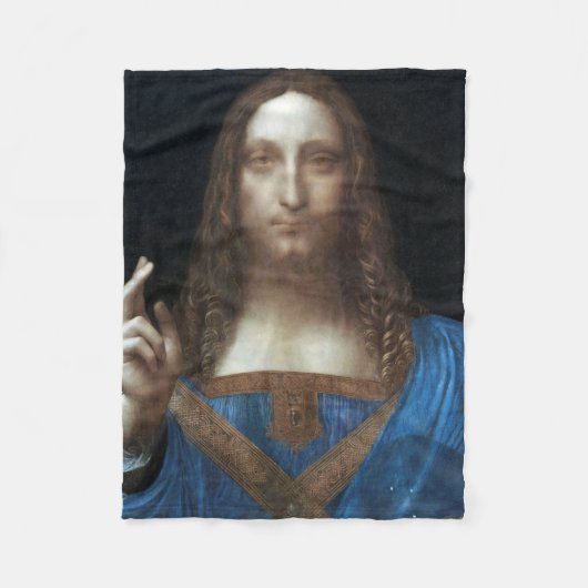 Salvator Mundi, Jezus Christus, Leonardo da Vinci Fleece Deken (Voorkant)