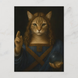 Salvator Mundi Kat Renaissance Parodie Kunst Briefkaart