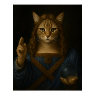 Salvator Mundi Kat Renaissance Parodie Kunst Perfect Poster