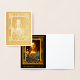 Salvator Mundi Leonardo Gold Foil Note Card Folie Kaarten