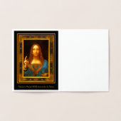 Salvator Mundi Leonardo Gold Foil Note Card Folie Kaarten (Binnen)