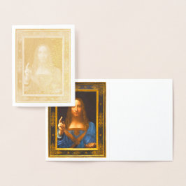 Salvator Mundi Leonardo Gold Foil Note Card Folie Kaarten