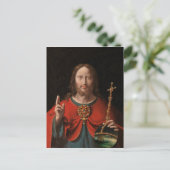 Salvator Mundi met jodenstaf en Orb Feestdagenkaart (Staand voorkant)
