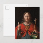 Salvator Mundi met jodenstaf en Orb Feestdagenkaart (Voorkant / Achterkant)