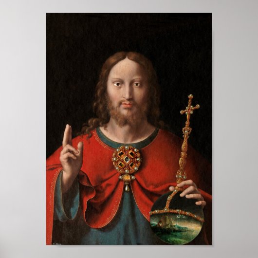 Salvator Mundi met jodenstaf en Orb Poster (Voorkant)