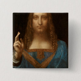 Salvator Mundi (Savior of the World) (da Vinci) Vierkante Button 5,1 Cm