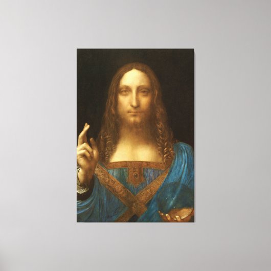 Salvator Mundi van Leonardo da Vinci (c1500) Canvas Afdruk (Voorkant)