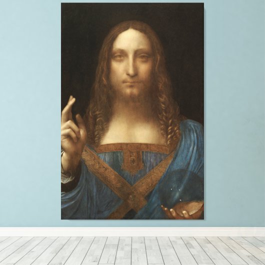 Salvator Mundi van Leonardo da Vinci Canvas Afdruk (Insitu (Houten vloer))