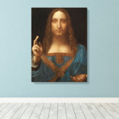 Salvator Mundi (van Leonardo da Vinci) Canvas Afdruk (Insitu (Houten vloer))