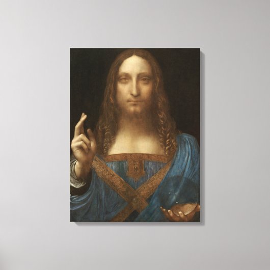Salvator Mundi (van Leonardo da Vinci) Canvas Afdruk (Voorkant)