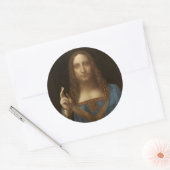 Salvator Mundi van Leonardo da Vinci ongeveer 1500 Ronde Sticker (Envelop)