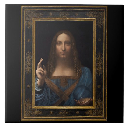 Salvator Mundi van Leonardo da Vinci ongeveer 1500 Tegeltje (Voorkant)