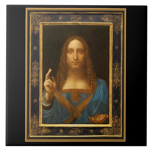 Salvator Mundi van Leonardo da Vinci ongeveer 1500 Tegeltje (Voorkant)