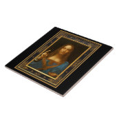 Salvator Mundi van Leonardo da Vinci ongeveer 1500 Tegeltje (Zijkant)