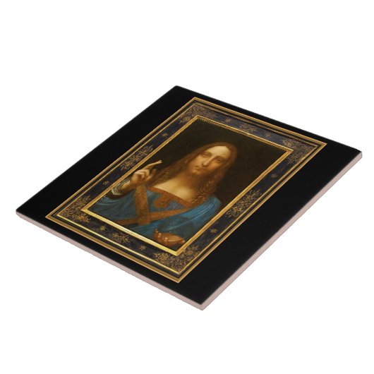 Salvator Mundi van Leonardo da Vinci ongeveer 1500 Tegeltje (Zijkant)