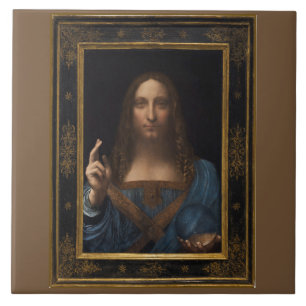 Salvator Mundi van Leonardo da Vinci ongeveer 1500 Tegeltje