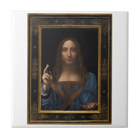 Salvator Mundi van Leonardo da Vinci ongeveer 1500 Tegeltje (Voorkant)