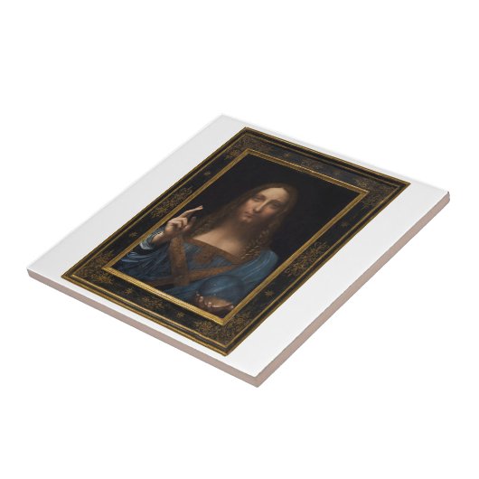 Salvator Mundi van Leonardo da Vinci ongeveer 1500 Tegeltje (Zijkant)