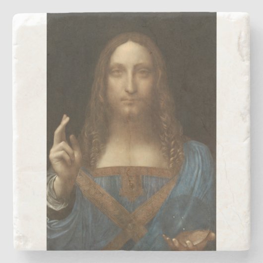 Salvator Mundi van Leonardo da Vinci Stenen Onderzetter (Voorkant)