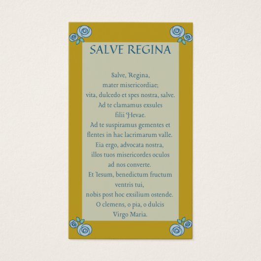 Salve Regina Latin Prayer Kaart (Voorkant)