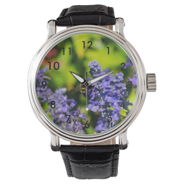 Salvia met Bumblebee Horloge (Voorkant)