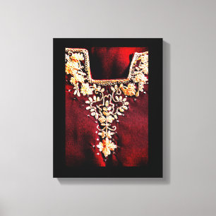 Salwar Kameez Embroidery Canvas Afdruk