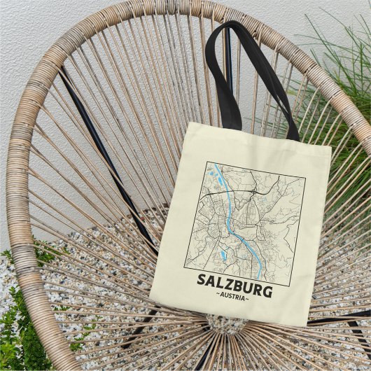 Salzburg, Austria City Map Tote Bag