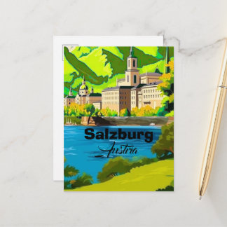 Salzburg Austria Travel Postcard Art, Austria Trav Aankondigingskaart