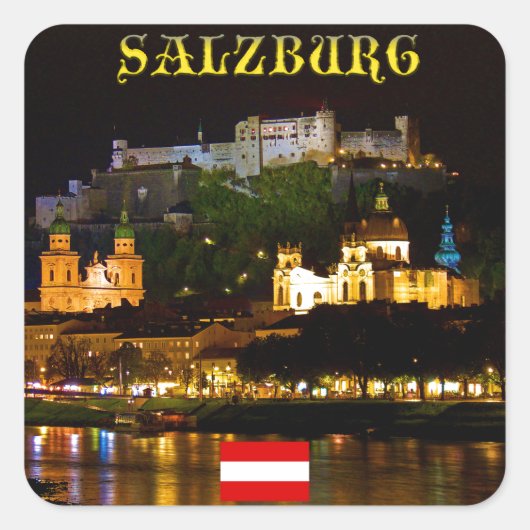 Salzburg Castle Austria - Foto van hoge kwaliteit Vierkante Sticker (Voorkant)