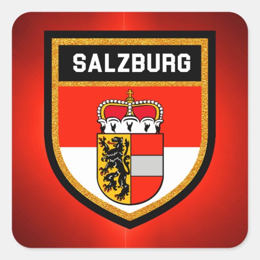 Salzburg Flag Vierkante Sticker (Voorkant)