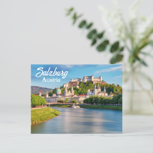 Salzburg met het Kasteel in Oostenrijk Briefkaart (Staand voorkant)