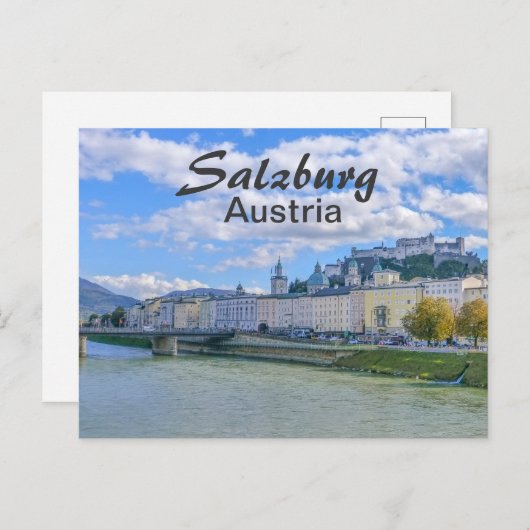 Salzburg met het Kasteel in Oostenrijk Briefkaart (Voorkant / Achterkant)