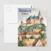 Salzburg met het kasteel in Oostenrijk Briefkaart (Voorkant / Achterkant)