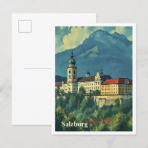 Salzburg Oostenrijk Artistieke Reisillustratie