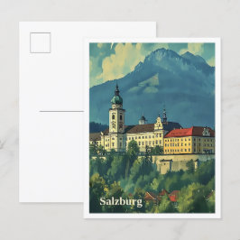 Salzburg Oostenrijk Artistieke Reisillustratie Briefkaart