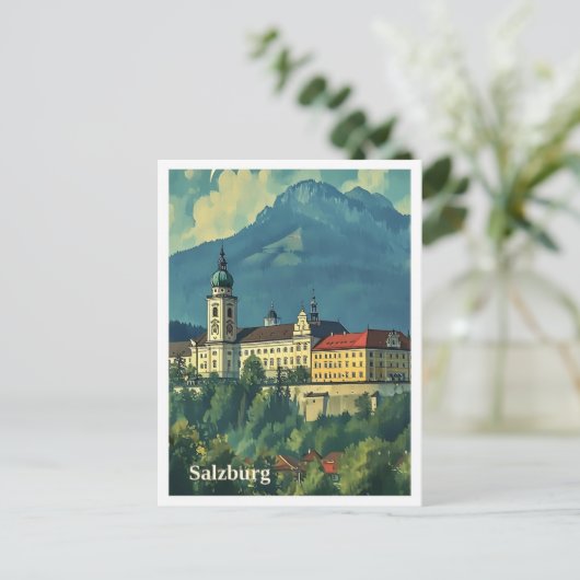 Salzburg Oostenrijk Artistieke Reisillustratie Briefkaart (Staand voorkant)