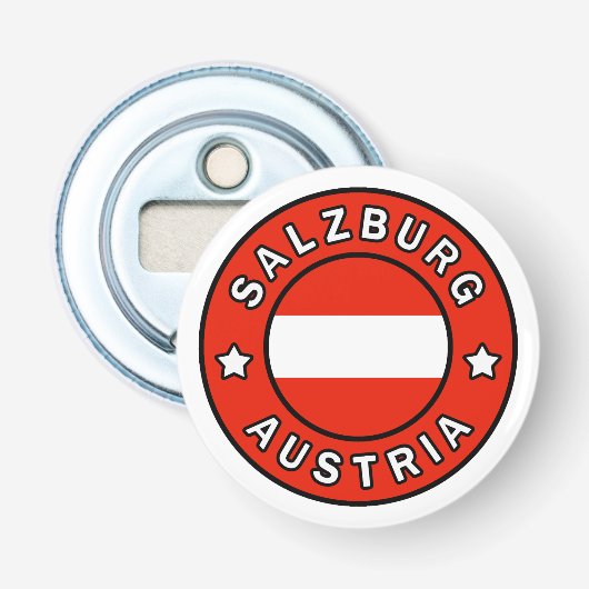 Salzburg Oostenrijk Button Flesopener (Voorkant)
