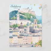 Salzburg Oostenrijk Gouache Schilderillustratie Re Briefkaart (Voorkant)